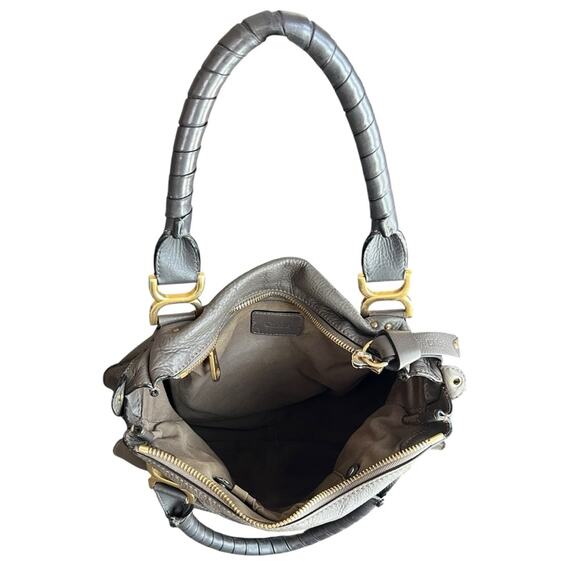 Chloe Marcie Bag Medium Size Cashmere Gray Leather Top Handle Handbag Purse - Picture 10 of 16